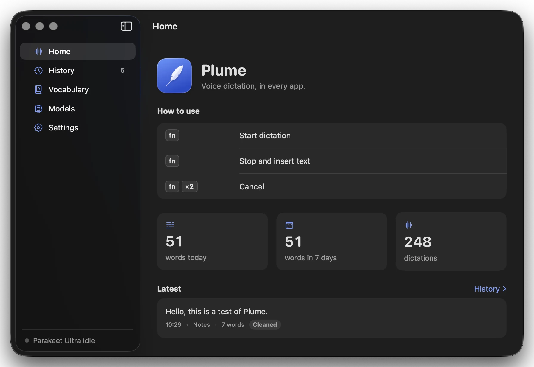 Plume home window