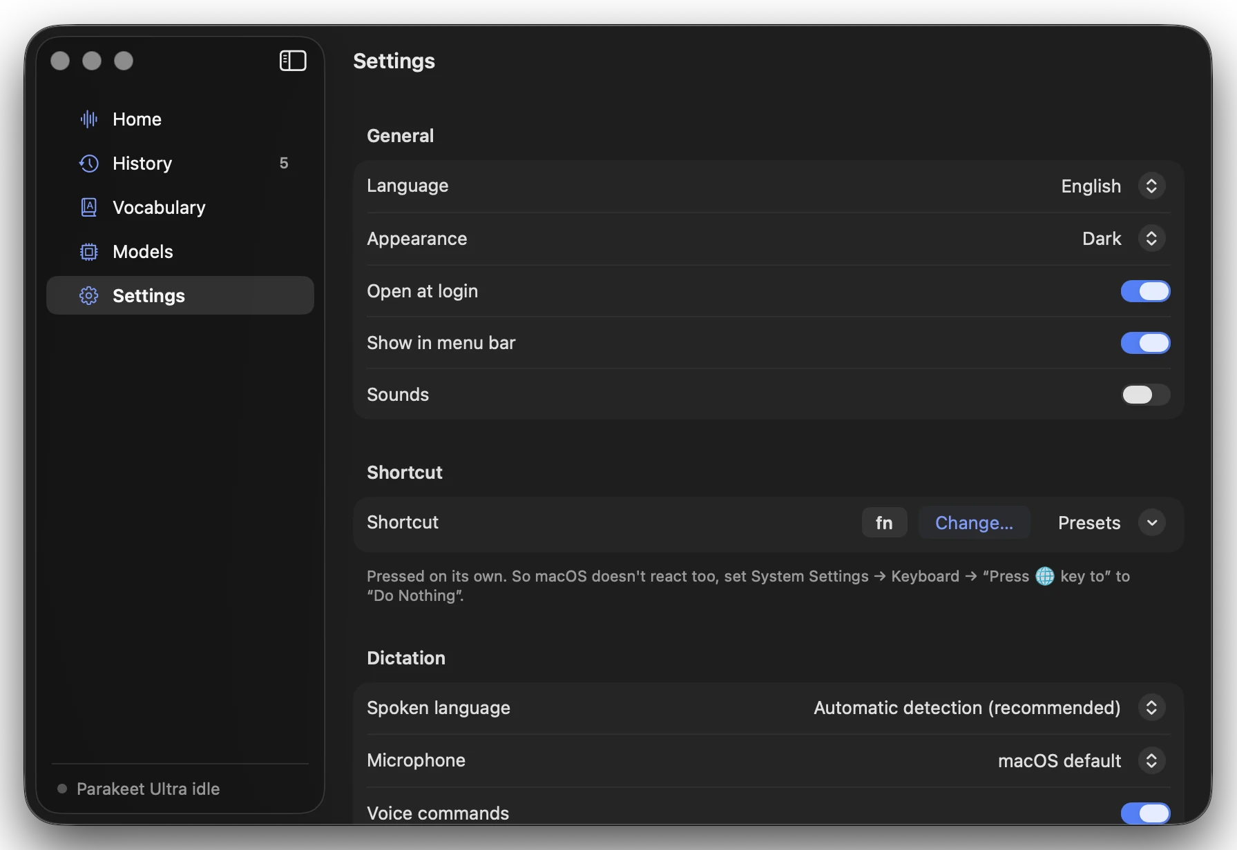Plume settings
